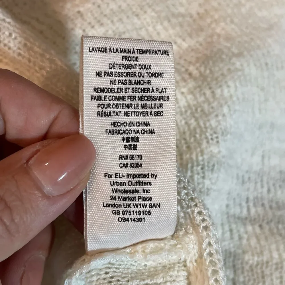 FREE PEOPLE Kristobel Ruffled Sweater, Cream, size Medium